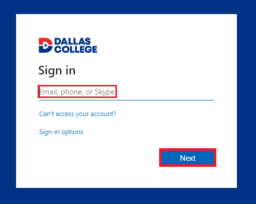 Log in with Dallas College Online Services Screen