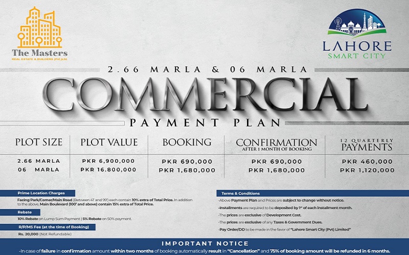 Lahore Smart City commercial payment plan